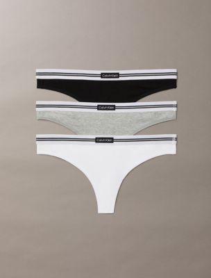 Cotton Stretch Jacquard Logo Patch 3-Pack Thong by CALVIN KLEIN