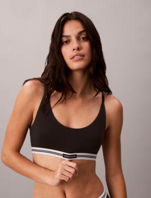 Cotton Stretch Jacquard Logo Patch Lightly Lined Bralette by CALVIN KLEIN