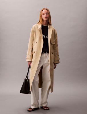 Cotton Stretch Long Trench Coat by CALVIN KLEIN