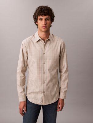 Cotton Stretch Plaid Slim Button-Down Shirt by CALVIN KLEIN