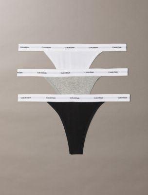 Cotton Stretch Rib 3-Pack String Thong by CALVIN KLEIN