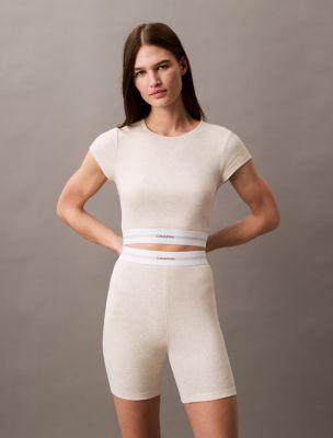 Cotton Stretch Rib Bike Shorts by CALVIN KLEIN