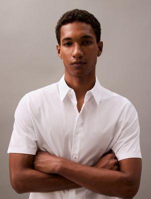 Cotton Stretch Slim Button-Down Shirt by CALVIN KLEIN