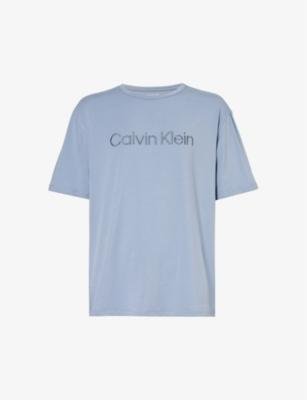 Crewneck ribbed-trim cotton and recycled polyester-blend jersey T-shirt by CALVIN KLEIN