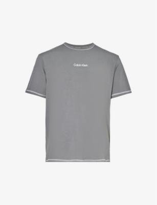 Crewneck ribbed-trim recycled cotton-blend T-shirt by CALVIN KLEIN