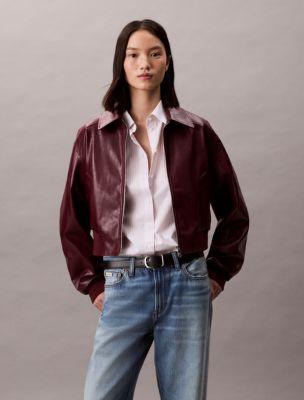 Crinkled Texture Bomber Jacket by CALVIN KLEIN