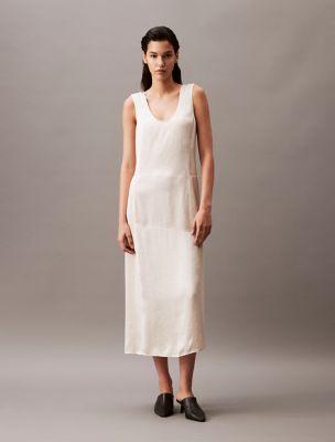 Crushed Satin Maxi Dress by CALVIN KLEIN