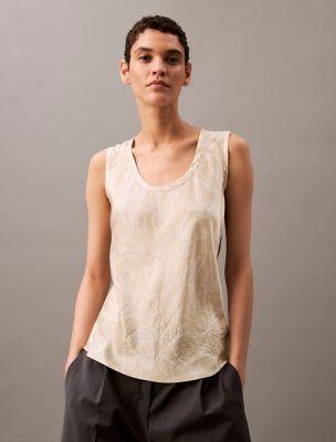 Crushed Satin Print Tank Top by CALVIN KLEIN