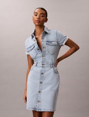 Denim Mini Trucker Dress by CALVIN KLEIN
