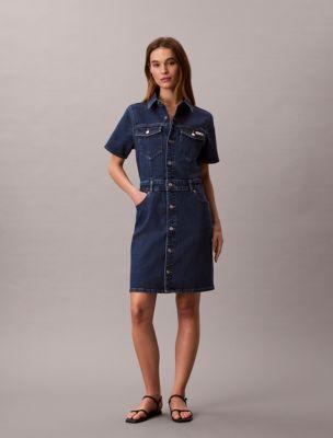 Denim Mini Trucker Dress by CALVIN KLEIN