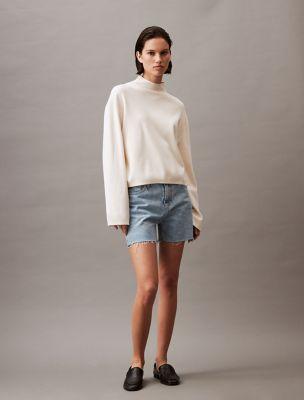 Distressed Denim Mom Shorts by CALVIN KLEIN