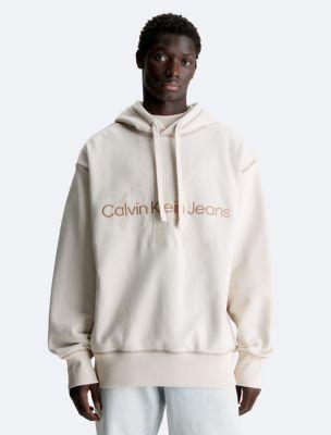 Embossed Monogram Logo Fleece Hoodie by CALVIN KLEIN