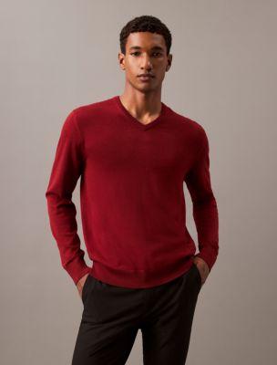 Extra Fine Merino Blend V-Neck Sweater by CALVIN KLEIN