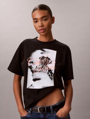 Faded Script Logo Graphic Boxy T-Shirt by CALVIN KLEIN