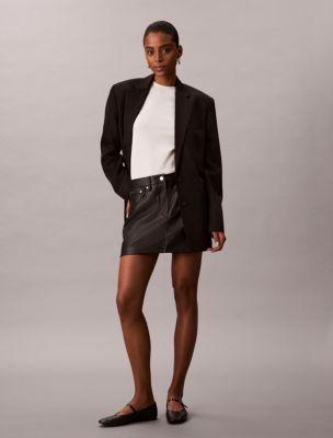 Faux Leather 5-Pocket Mini Skirt by CALVIN KLEIN