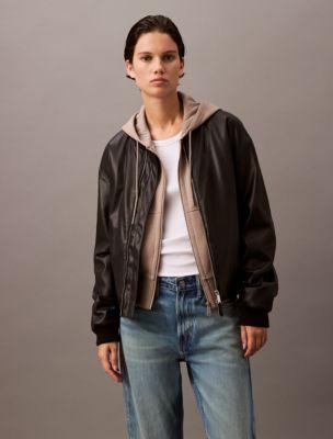 Faux Leather Bomber Jacket by CALVIN KLEIN