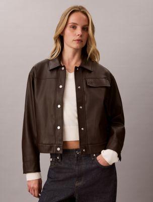 Faux Leather Relaxed Jacket by CALVIN KLEIN