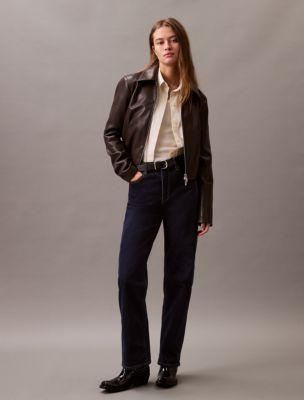 Faux Leather Zip Biker Jacket by CALVIN KLEIN Faux Leather Zip Biker Jacket by CALVIN KLEIN