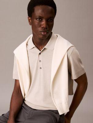 Fine Knit Lyocell Blend Polo Shirt by CALVIN KLEIN