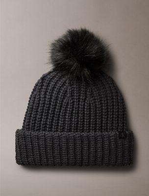 Fleece Ribbed Pom-Pom Beanie | Calvin Klein by CALVIN KLEIN