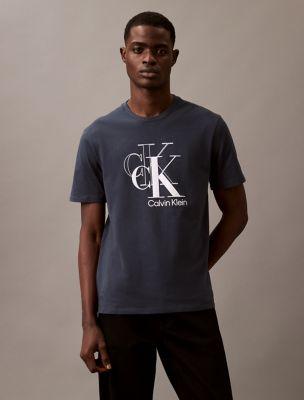 Flocked Layered Monogram Logo Graphic Classic T-Shirt by CALVIN KLEIN