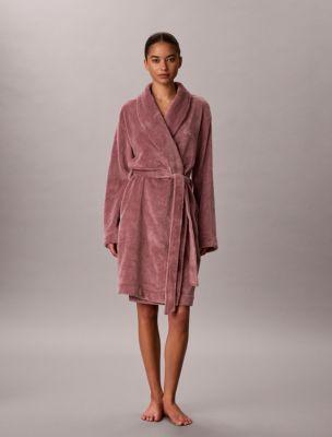 Fluffy Embroidered Logo Robe by CALVIN KLEIN