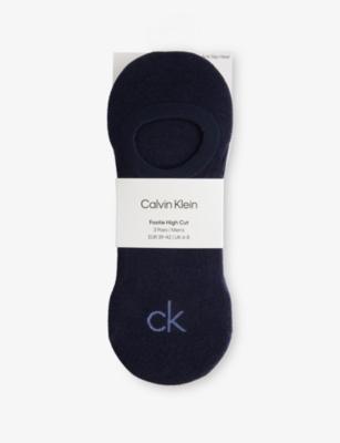 Footie High Stretch Cotton-Blend Socks Pack of Three by CALVIN KLEIN