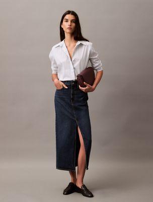 Front Split Hem Maxi Denim Skirt by CALVIN KLEIN