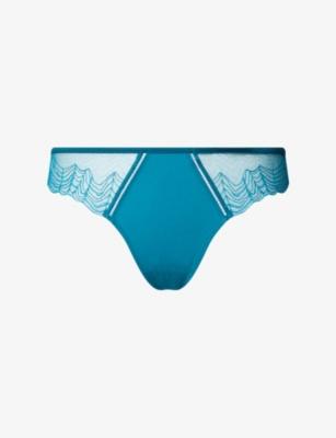 Geo Lace Stretch-Woven Thong by CALVIN KLEIN