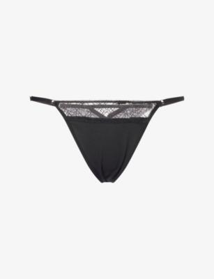 Geo Stretch-Lace Thong by CALVIN KLEIN