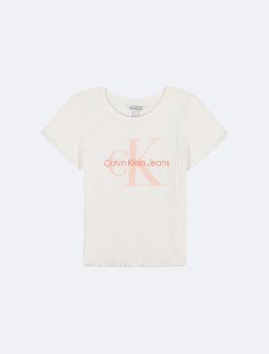 Girls Chunky Rib Monologo Tee by CALVIN KLEIN