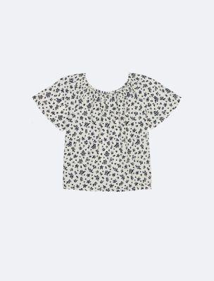 Girls Floral Print Short Sleeve Top by CALVIN KLEIN