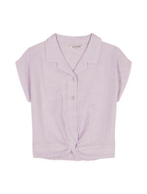 Girls Knotted Button-Down Shirt by CALVIN KLEIN