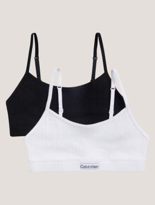 Girls Logo Rib 2-Pack Cropped Bralette by CALVIN KLEIN