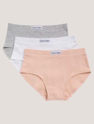 Girls Logo Rib 3-Pack Hipster by CALVIN KLEIN