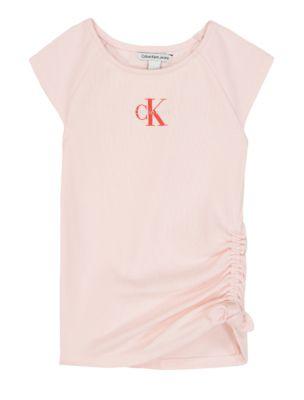 Girls Monologo Side Ruche T-Shirt by CALVIN KLEIN