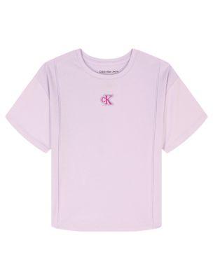 Girls Pintuck Monogram T-Shirt by CALVIN KLEIN