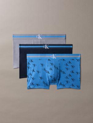 Graphic Monogram Cotton Stretch 3-Pack Trunk by CALVIN KLEIN