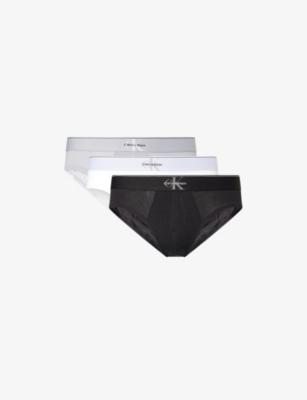 Graphic Monogram Pack of Three Stretch-Cotton Briefs by CALVIN KLEIN