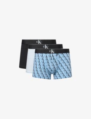 Graphic Monogram Pack of Three Stretch-Cotton Trunks by CALVIN KLEIN