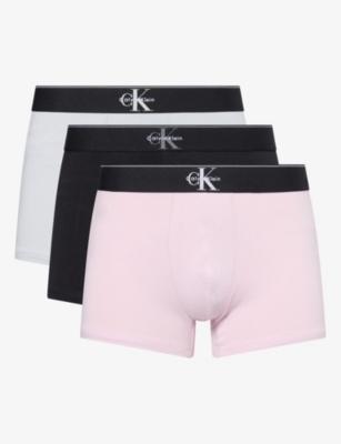Graphic Monogram Pack of Three Stretch-Cotton Trunks by CALVIN KLEIN