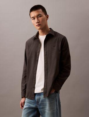 Heather Twill Flannel Classic Button-Down Shirt by CALVIN KLEIN