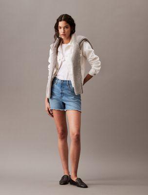 High Rise Midi Denim Shorts by CALVIN KLEIN