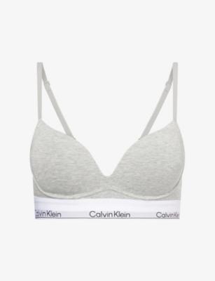 Icon Branded Cotton and Modal-Blend Plunge Bra by CALVIN KLEIN
