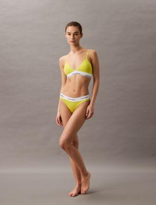 Icon Cotton Modal Lightly Lined Triangle Bralette + Thong | Calvin Klein by CALVIN KLEIN
