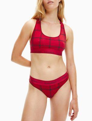 Icon Cotton Modal Plaid Unlined Bralette by CALVIN KLEIN