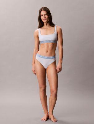 Icon Cotton Modal Rib Stripe Thong by CALVIN KLEIN