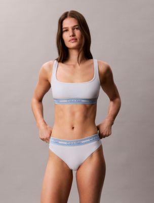Icon Cotton Modal Stripe Rib Unlined Bralette by CALVIN KLEIN