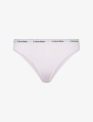 Icon Logo Cotton-Jersey Thong by CALVIN KLEIN