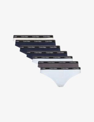 Icon Logo Pack of Seven Stretch-Cotton Thongs by CALVIN KLEIN